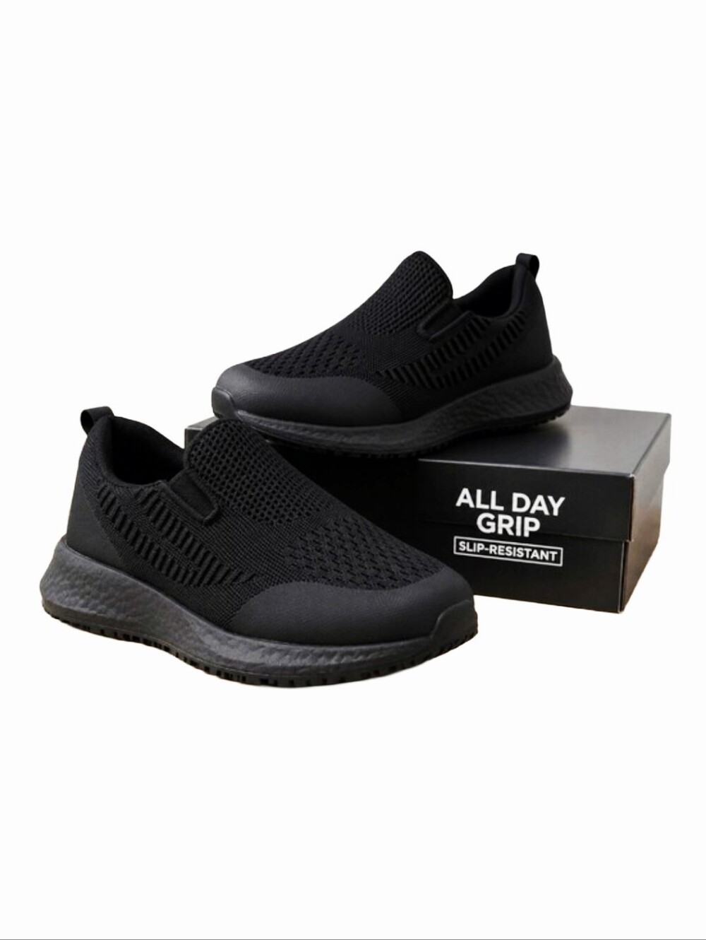 ALL DAY GRIP Slip-Resistant Work Sneakers Black Size 9.5 Like New